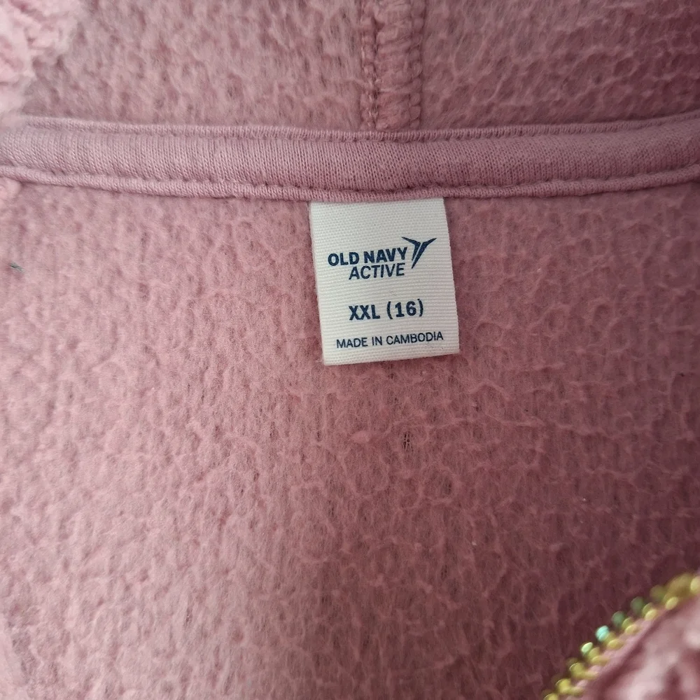 Old Navy Pink Fleece Hoodie Teddy Hooded Sweatshirt Pocket Kids XXL Womens XS